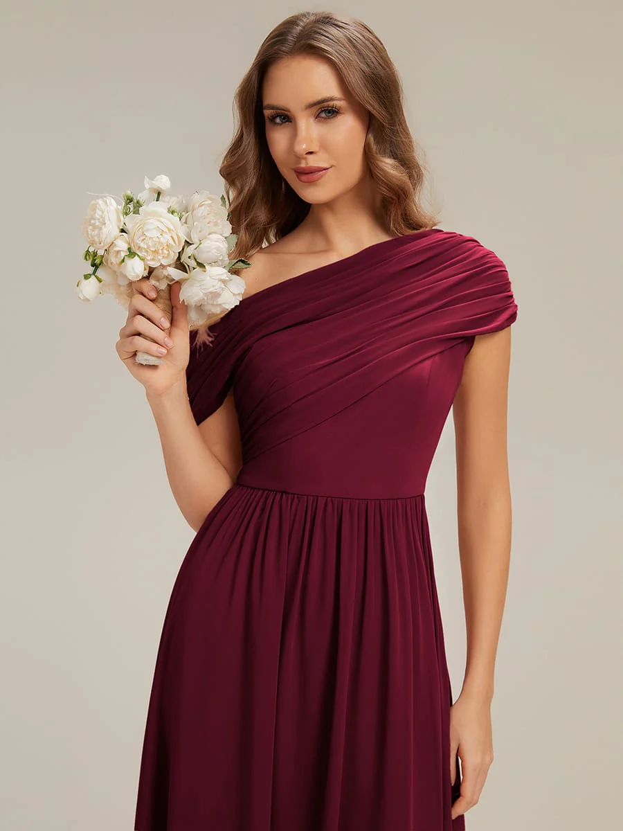 Gathered Chiffon Off the Shoulder Dress - Image 40