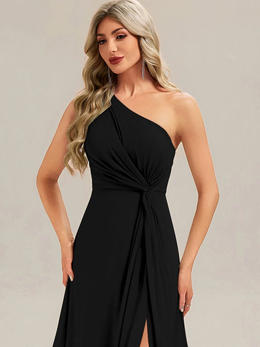 ever ANIKA|Designer Twist Front One Shoulder Maxi Bridesmaid Dress - Image 11