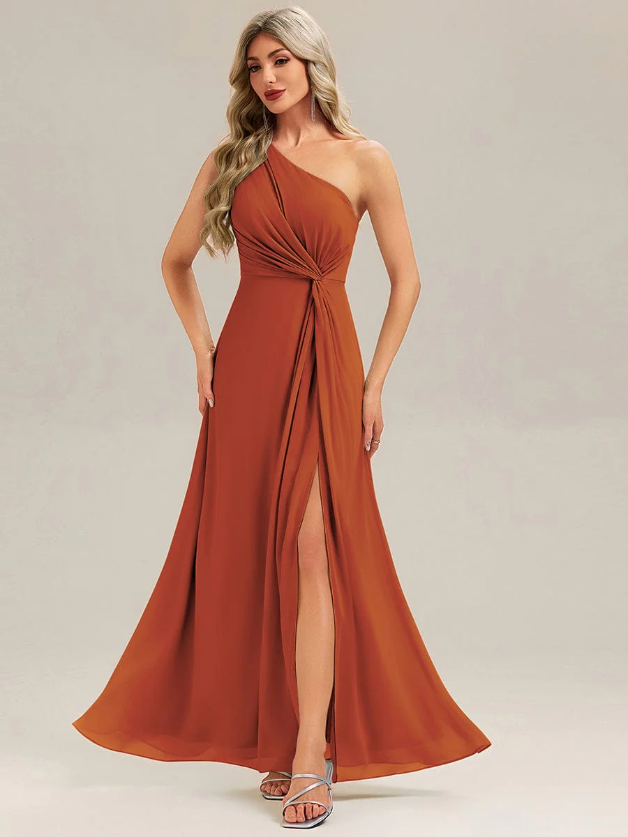 ever ANIKA|Designer Twist Front One Shoulder Maxi Bridesmaid Dress - Image 15