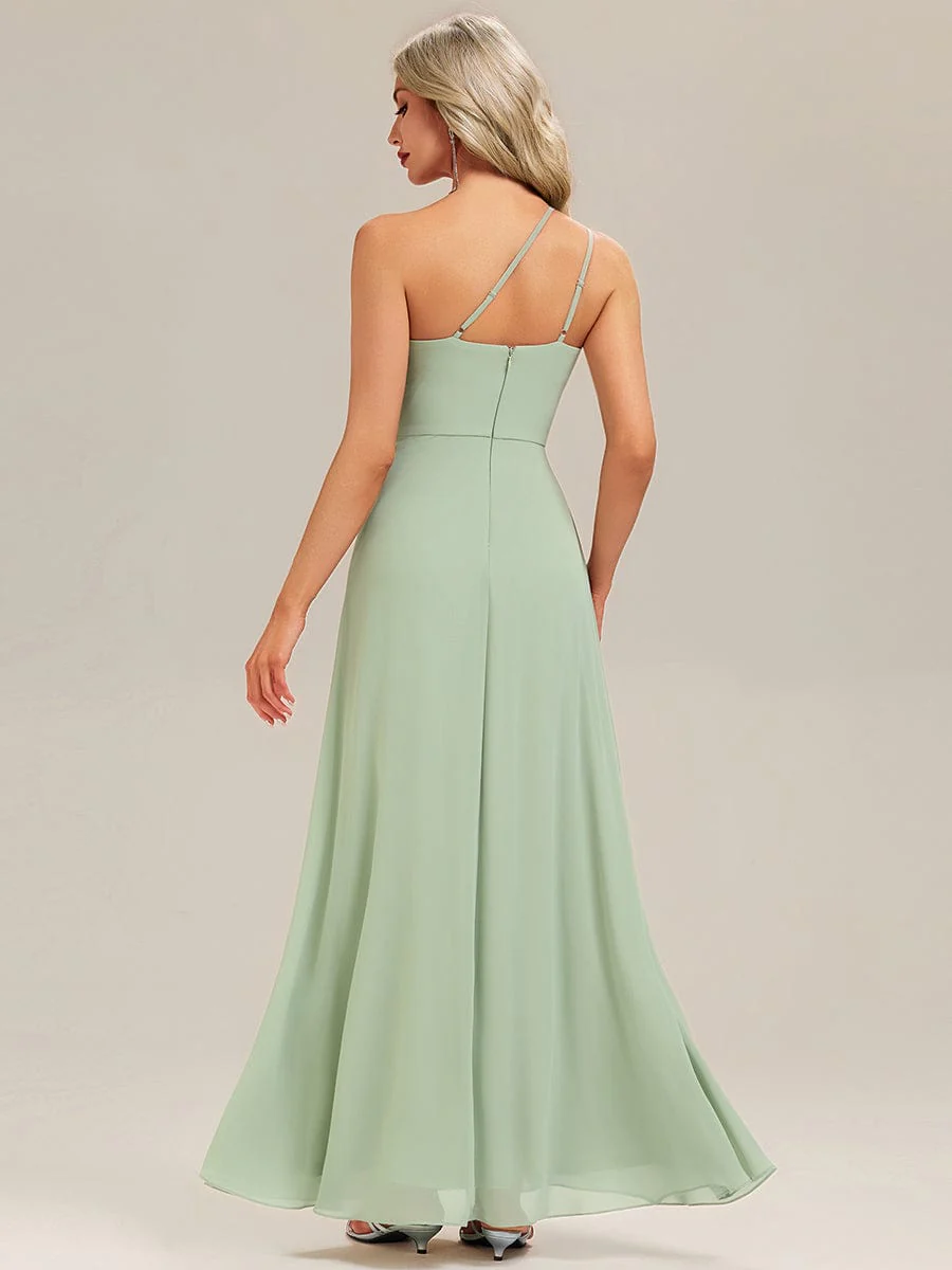 ever ANIKA|Designer Twist Front One Shoulder Maxi Bridesmaid Dress - Image 2