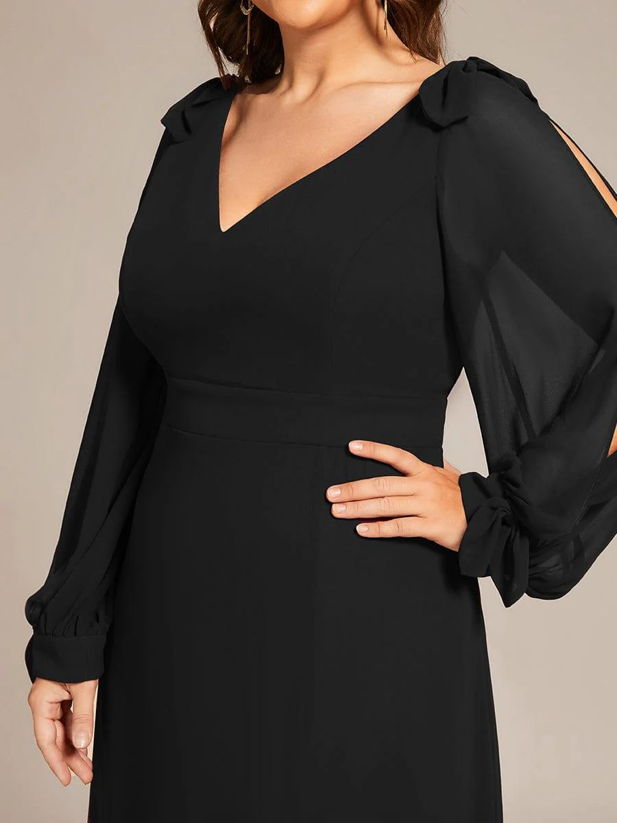 ever IVORY|Gentle Split Low Back Thigh Slit Long Sleeve Wedding Guest Dress - Image 37