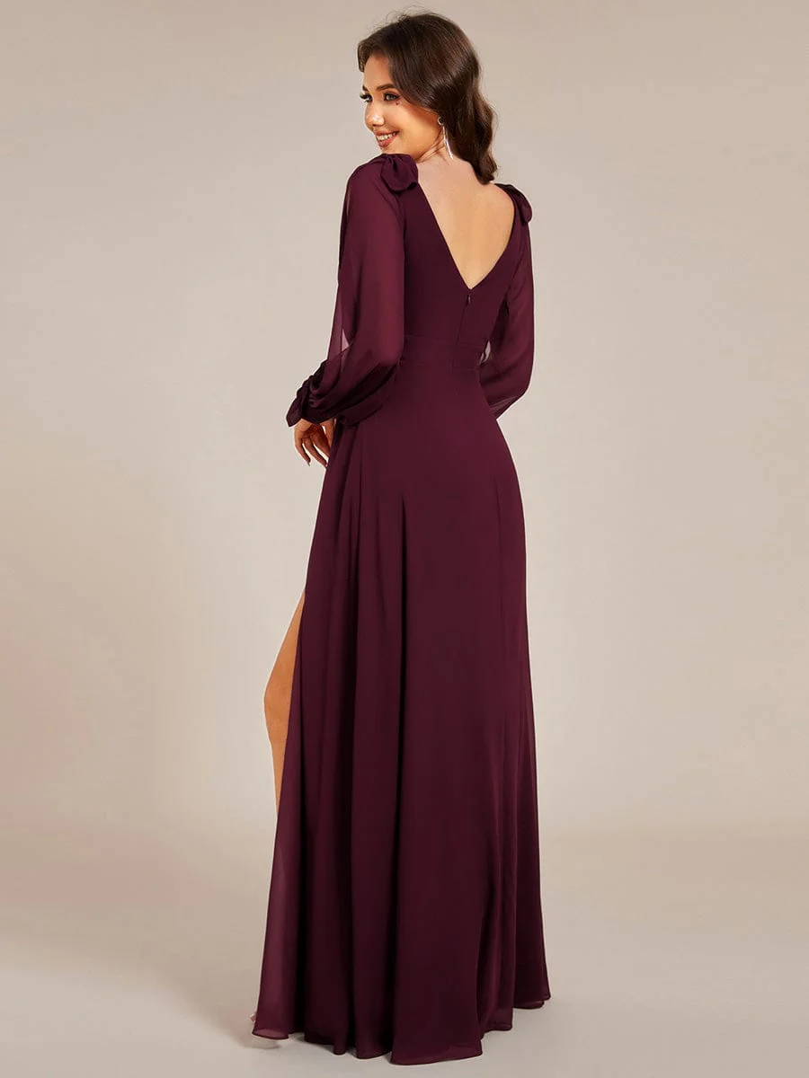 ever IVORY|Gentle Split Low Back Thigh Slit Long Sleeve Wedding Guest Dress - Image 39
