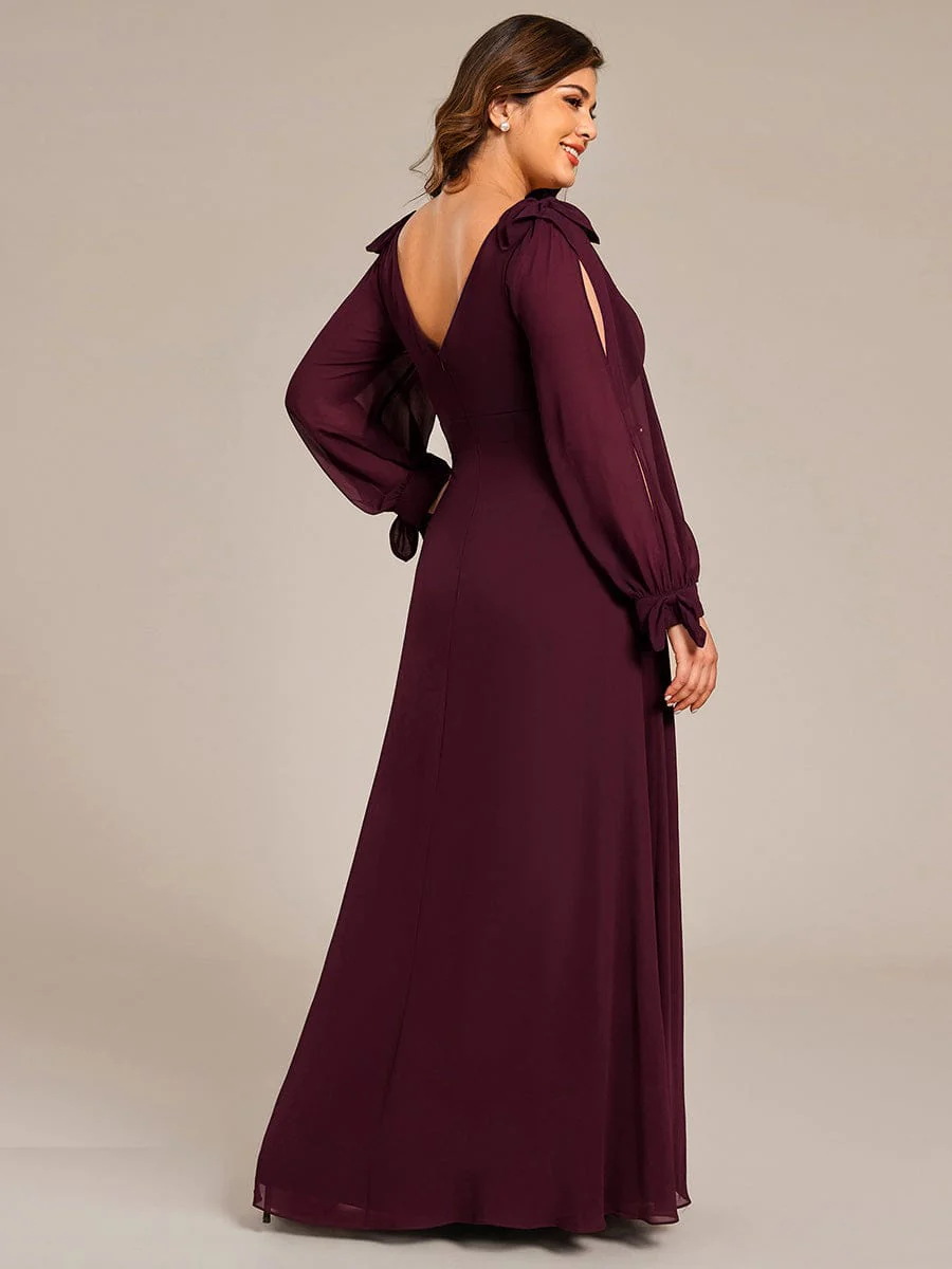 ever IVORY|Gentle Split Sleeve Low Back Thigh Slit Bridesmaid Dress - Image 125