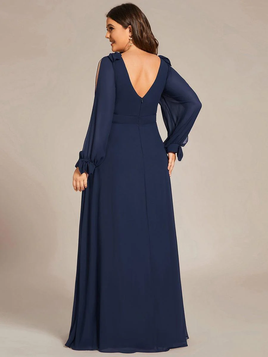 ever IVORY|Gentle Split Sleeve Low Back Thigh Slit Bridesmaid Dress - Image 53