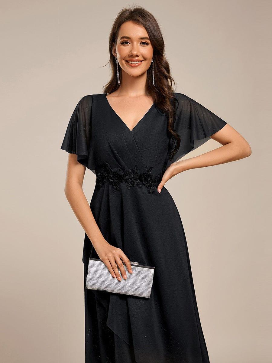 ever DANNA|Glitter Bat-Wing Applique Asymmetrical Hem Midi Weeding Guest Dress - Image 13