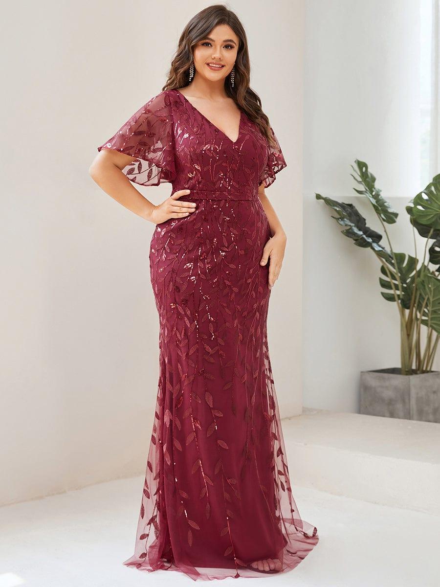 ever DIONE|Gorgeous V Neck Leaf-Sequined Fishtail Mother of the Bride Dress - Image 39