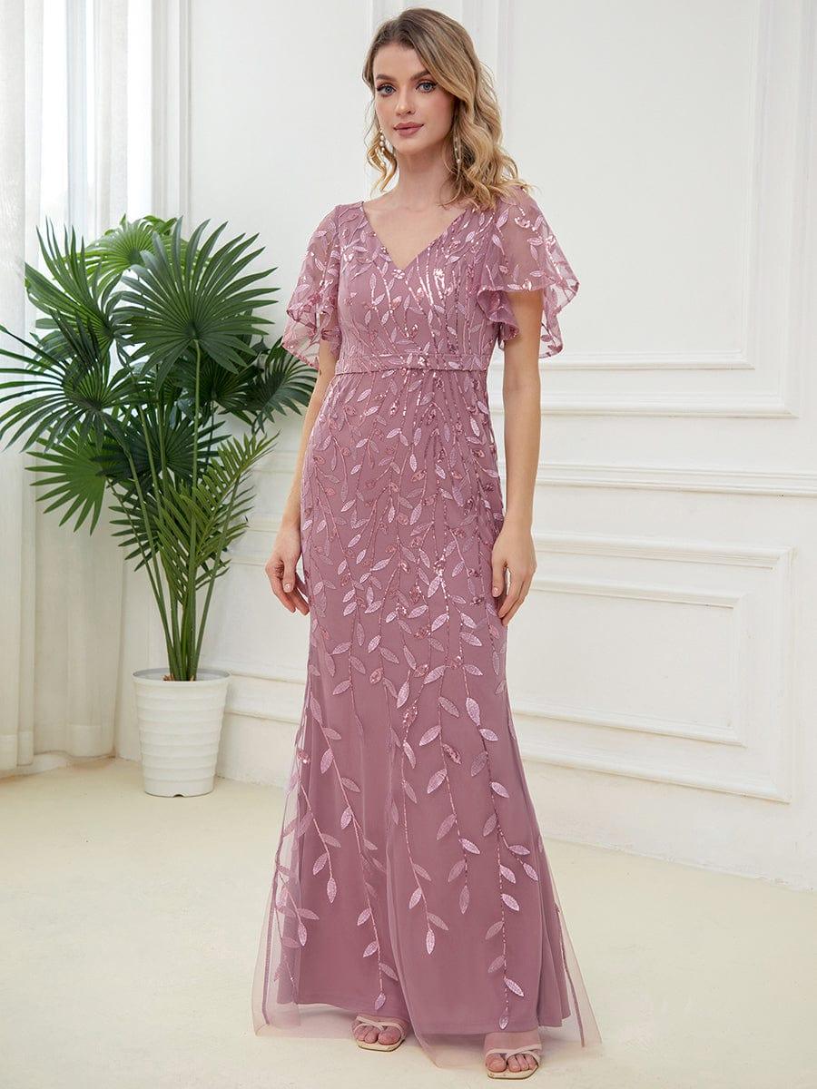 ever DIONE|Gorgeous V Neck Leaf-Sequined Fishtail Mother of the Bride Dress - Image 40
