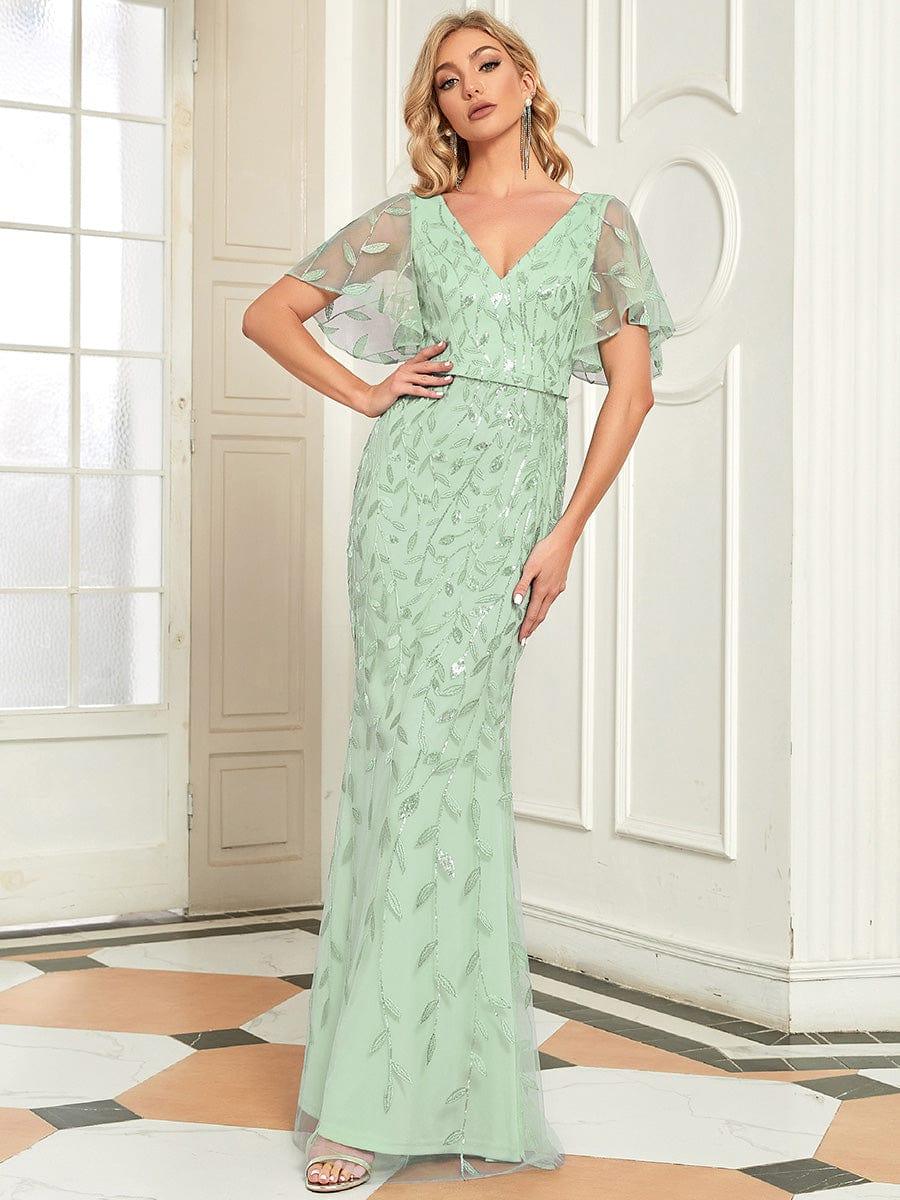 ever DIONE|Gorgeous V Neck Leaf-Sequined Fishtail Mother of the Bride Dress - Image 85