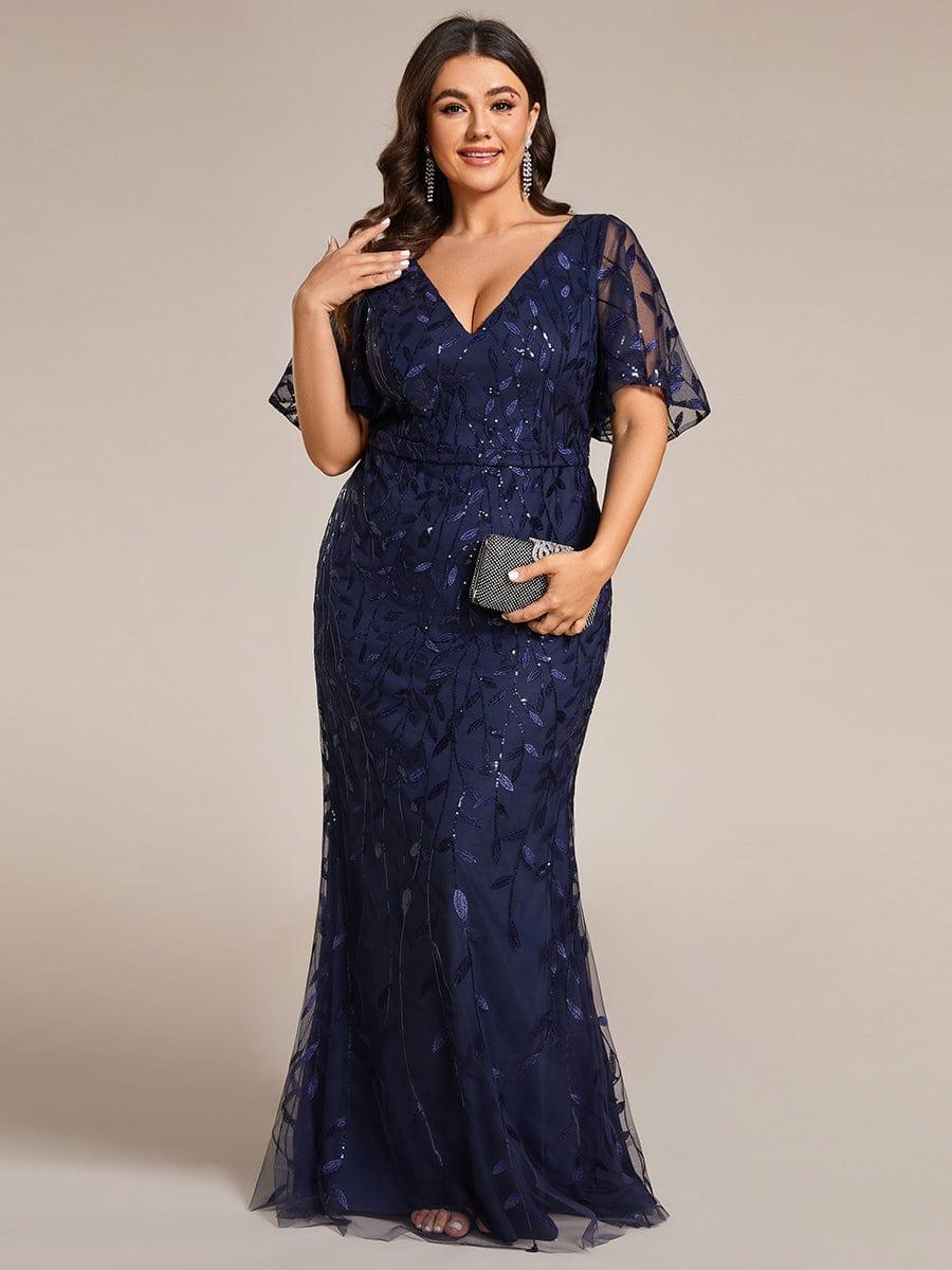 ever DIONE|Gorgeous V Neck Leaf-Sequined Fishtail Party Dress - Image 47