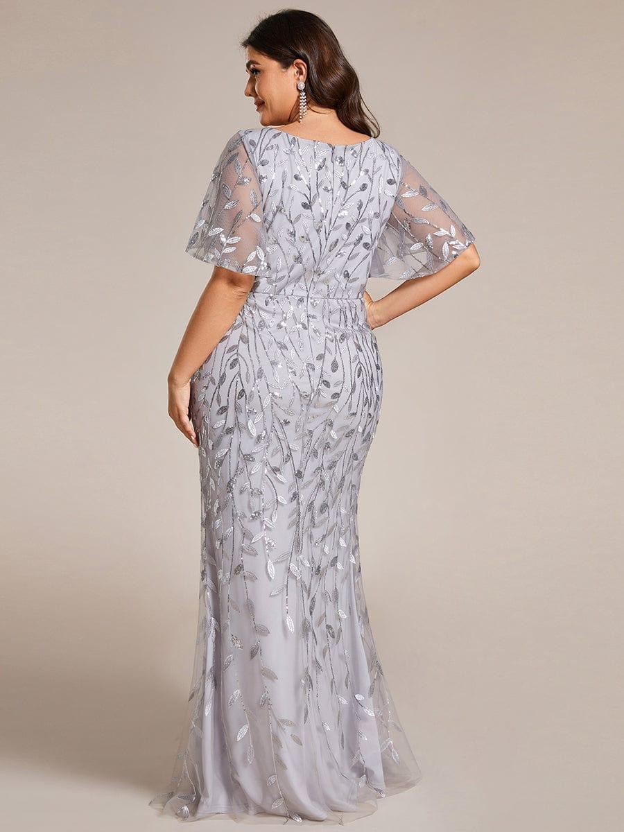 ever DIONE|Gorgeous V Neck Leaf-Sequined Fishtail Party Dress - Image 56