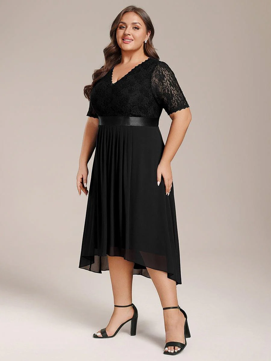 ever JOLEN|Half Sleeve V Neck Midi Wedding Guest Dress With Lace - Image 12