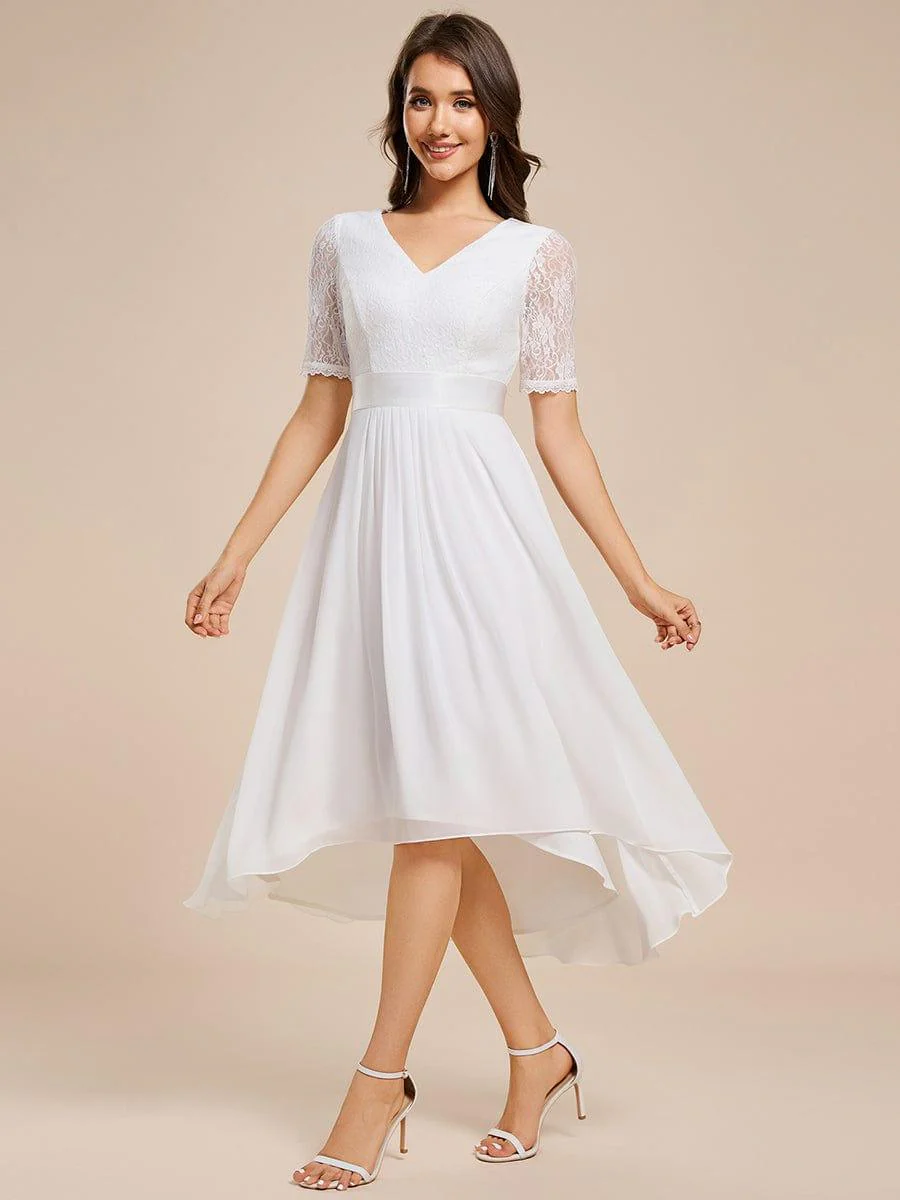 ever JOLEN|Half Sleeve V Neck Midi Wedding Guest Dress With Lace - Image 21