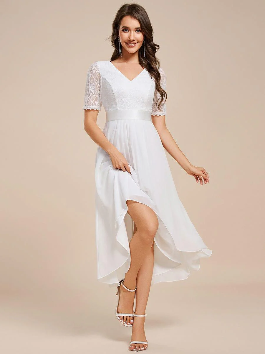 ever JOLEN|Half Sleeve V Neck Midi Wedding Guest Dress With Lace - Image 25