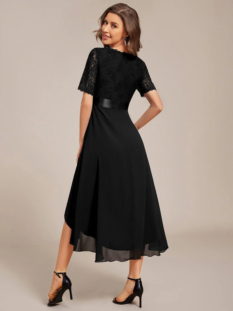 ever JOLEN|Half Sleeve V Neck Midi Wedding Guest Dress With Lace - Image 4