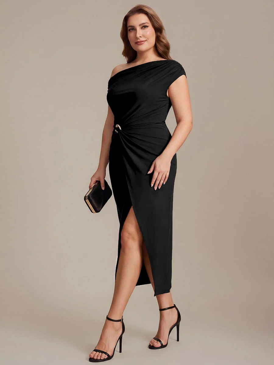 Handkerchief Hem jersey Off-the-shoulder Sleeve Dress - Image 11