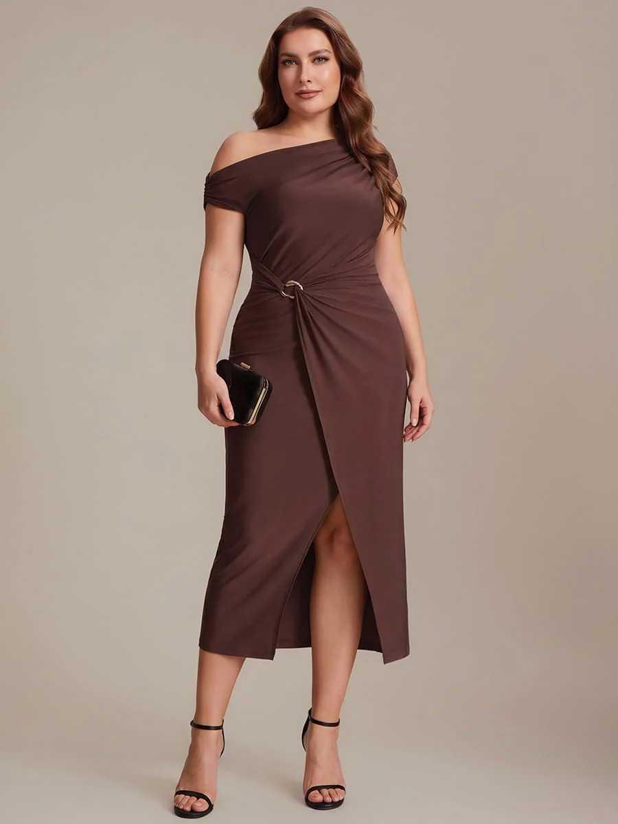 Handkerchief Hem jersey Off-the-shoulder Sleeve Dress - Image 18