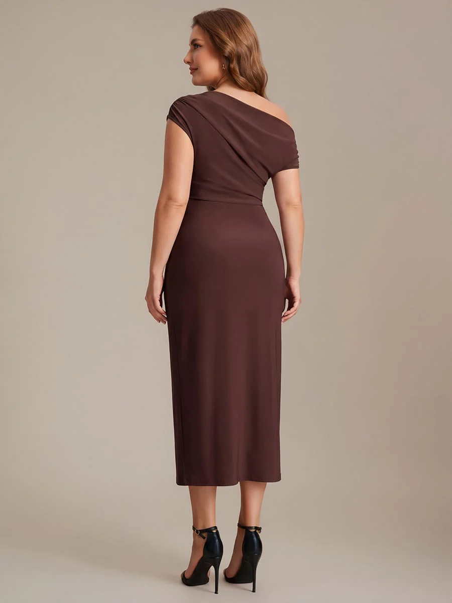 Handkerchief Hem jersey Off-the-shoulder Sleeve Dress - Image 19