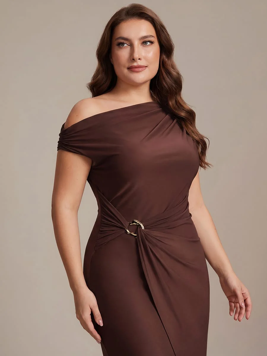Handkerchief Hem jersey Off-the-shoulder Sleeve Dress - Image 22