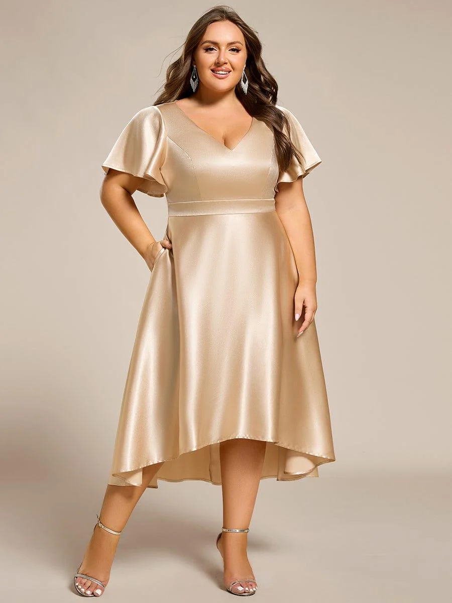 ever SCARLEN|High-Low Satin Bridesmaid Dress with Pockets - Image 23