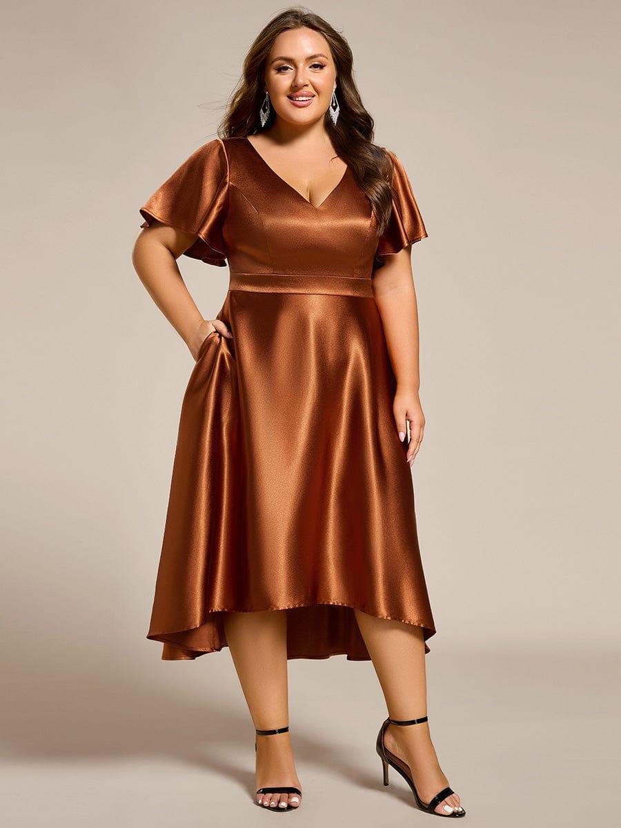 ever SCARLEN|High-Low Satin Wedding Guest Dress with Pockets - Image 16