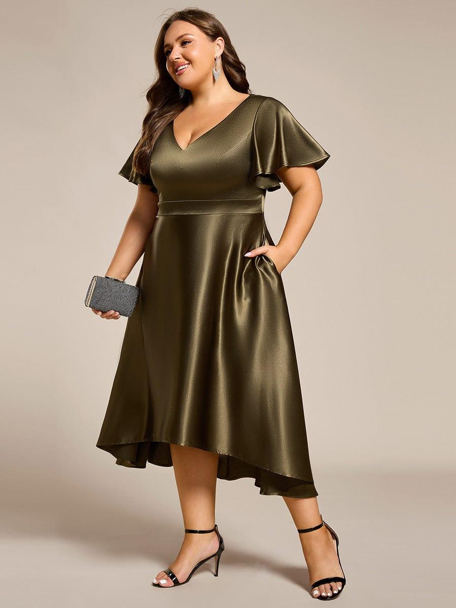 ever SCARLEN|High-Low Satin Wedding Guest Dress with Pockets - Image 33