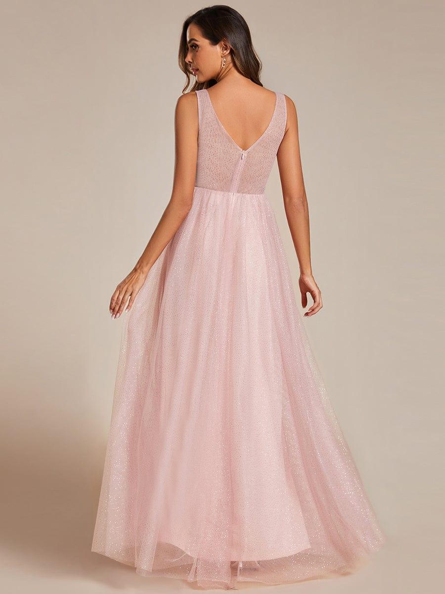 High Waist and Slit Glittering Bridesmaid Dress with V-Neck(Final Sale) - Image 12