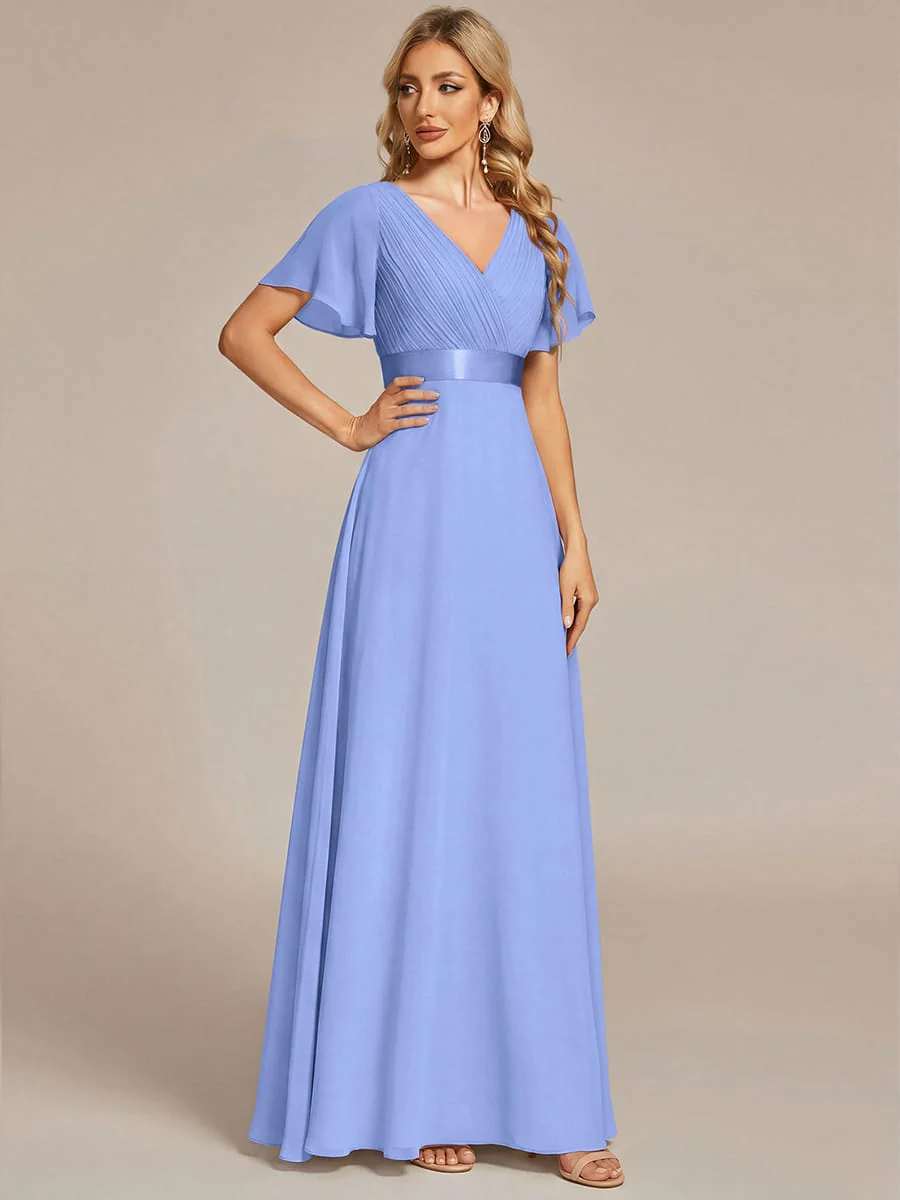 ever MONICA|High Waist Short Sleeves Bridesmaid Dress - Image 173