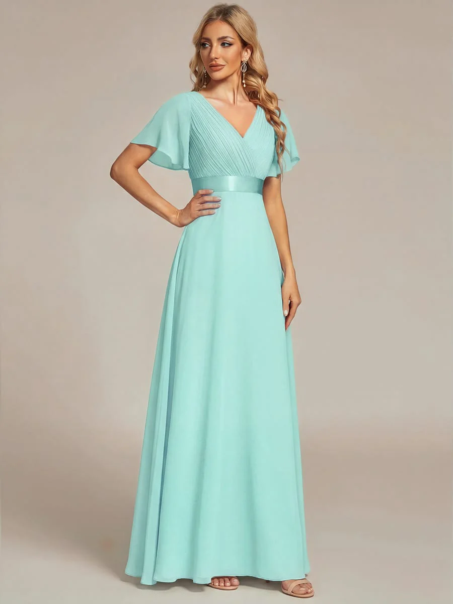 ever MONICA|High Waist Short Sleeves Bridesmaid Dress - Image 204