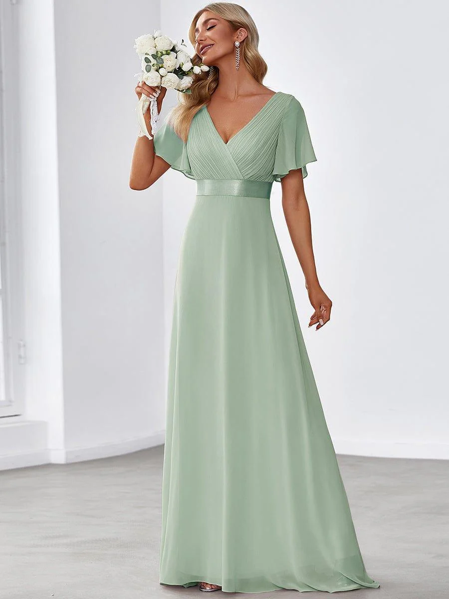 ever MONICA|High Waist Short Sleeves Bridesmaid Dress - Image 6