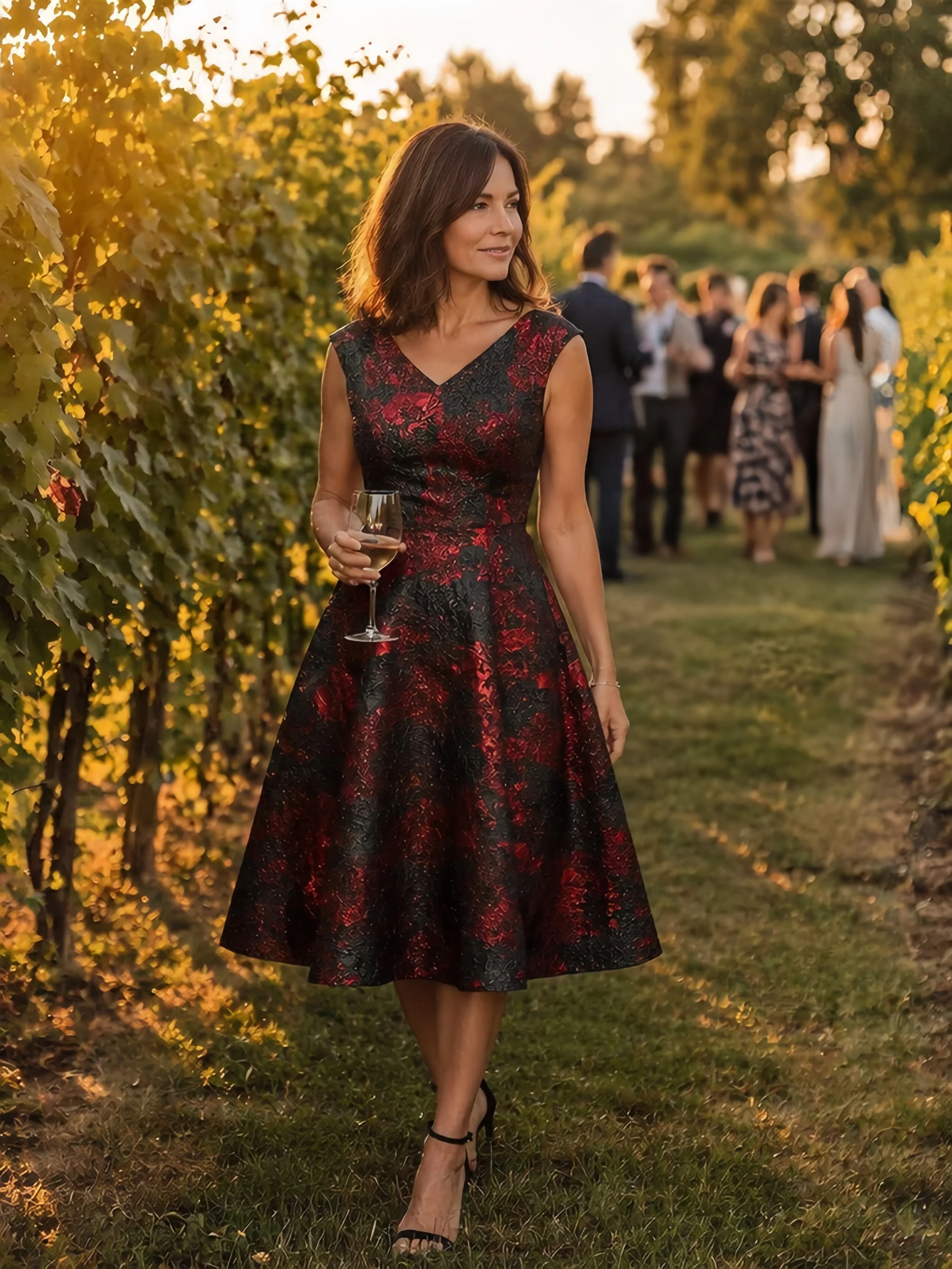 Jacquard Cap Sleeve A-line Dress - Image 13