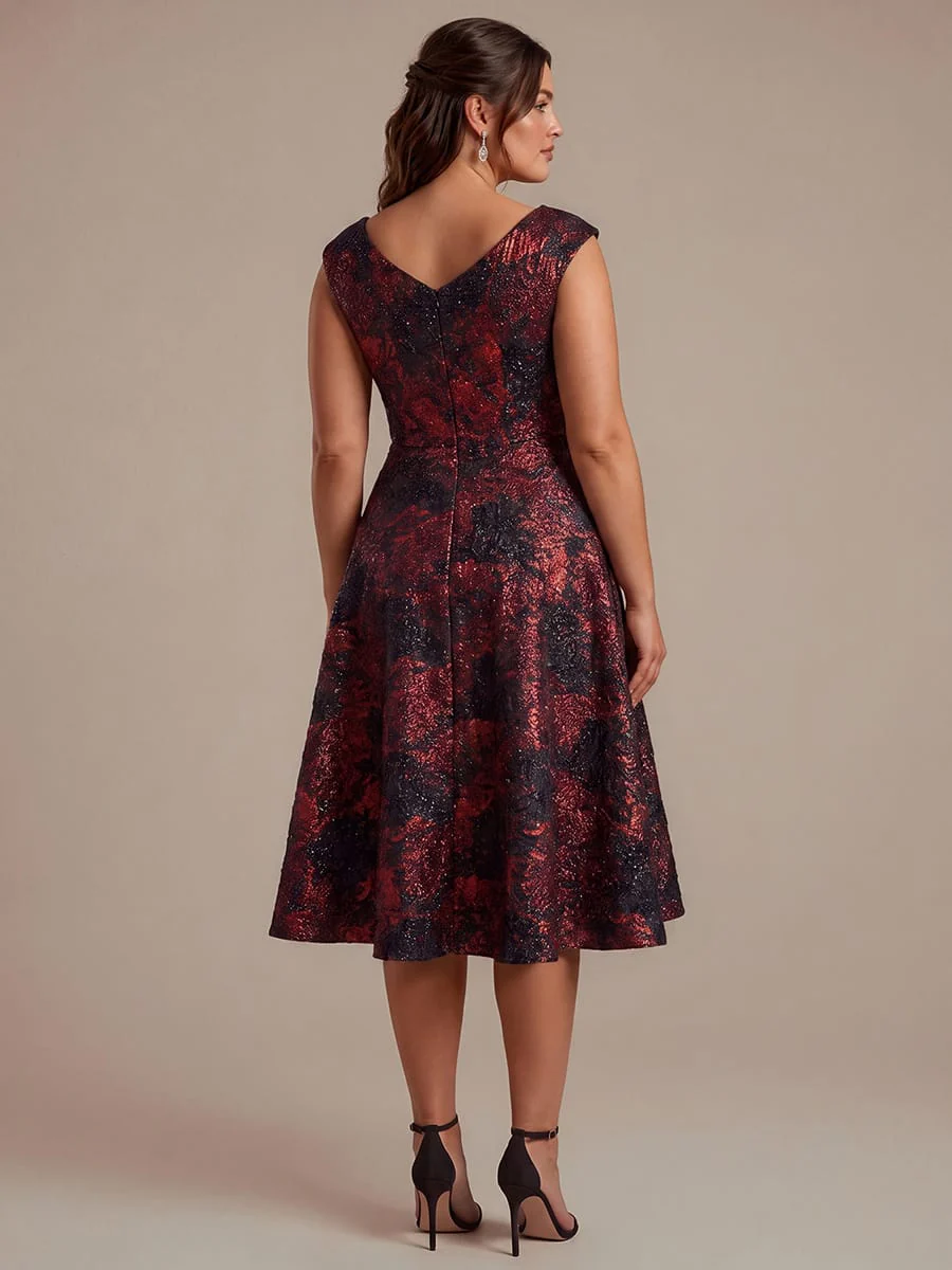 Jacquard Cap Sleeve A-line Dress - Image 21