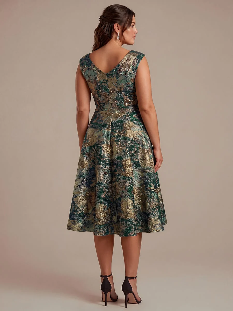 Jacquard Cap Sleeve A-line Dress - Image 24