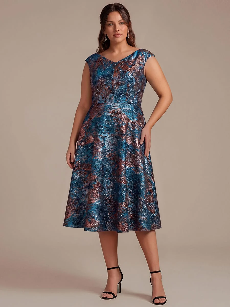 Jacquard Cap Sleeve A-line Dress - Image 6