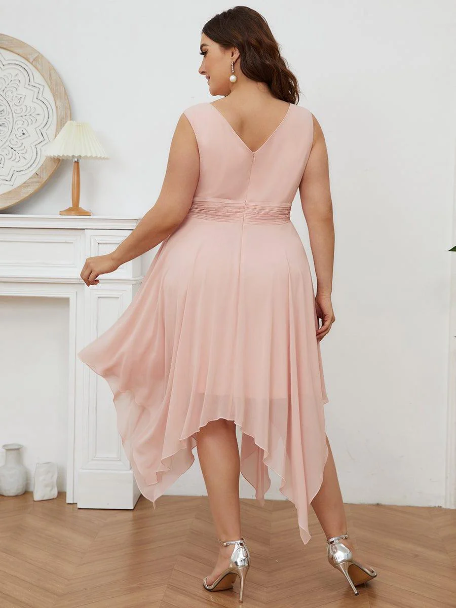 Knee Length Chiffon Bridesmaid Dress with Irregular Hem - Image 6