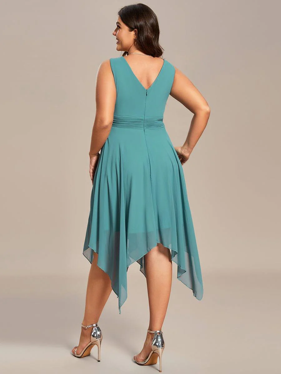 Knee Length Chiffon Bridesmaid Dress with Irregular Hem - Image 64
