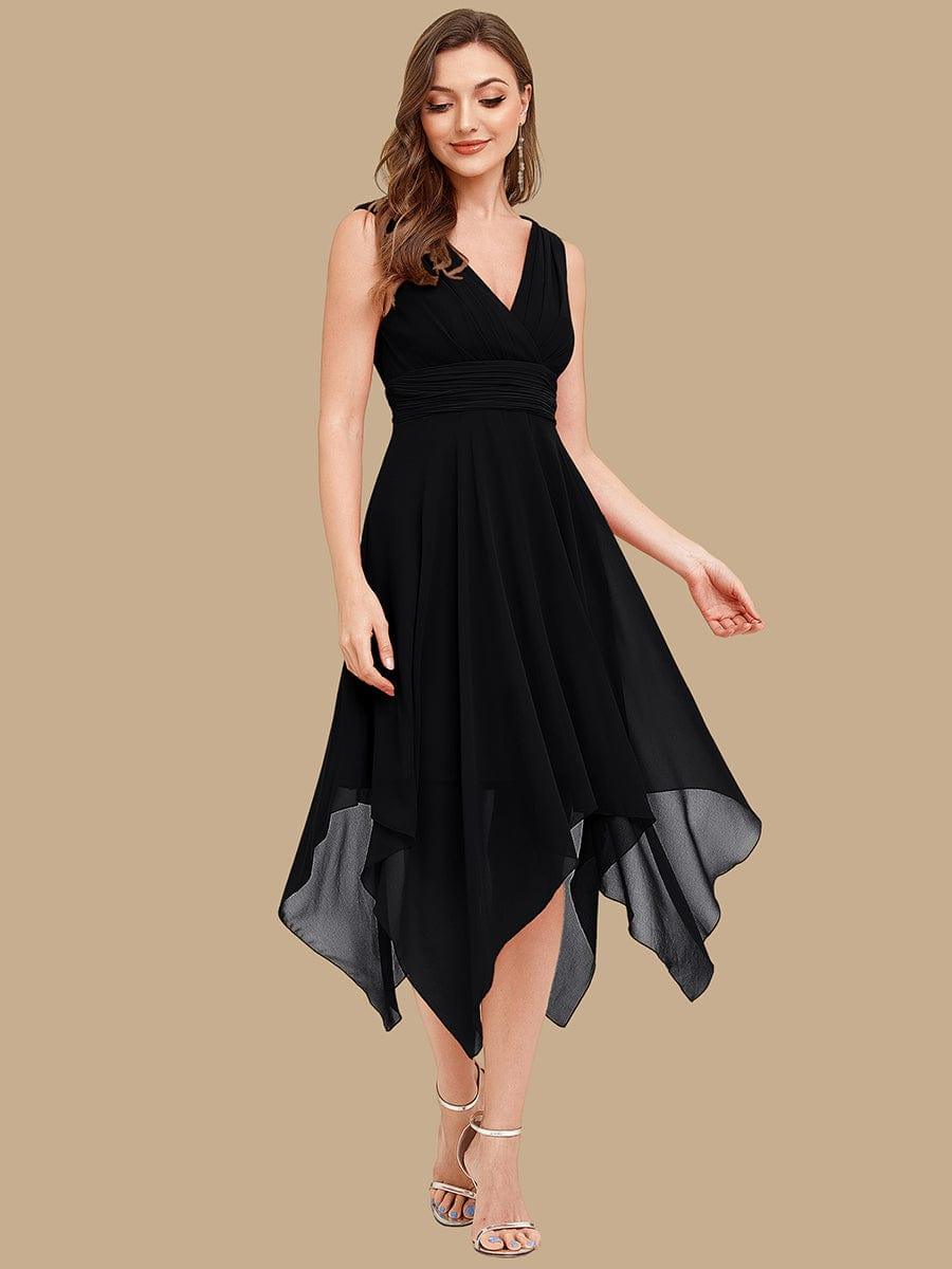 Knee Length Chiffon Bridesmaid Dress with Irregular Hem - Image 79