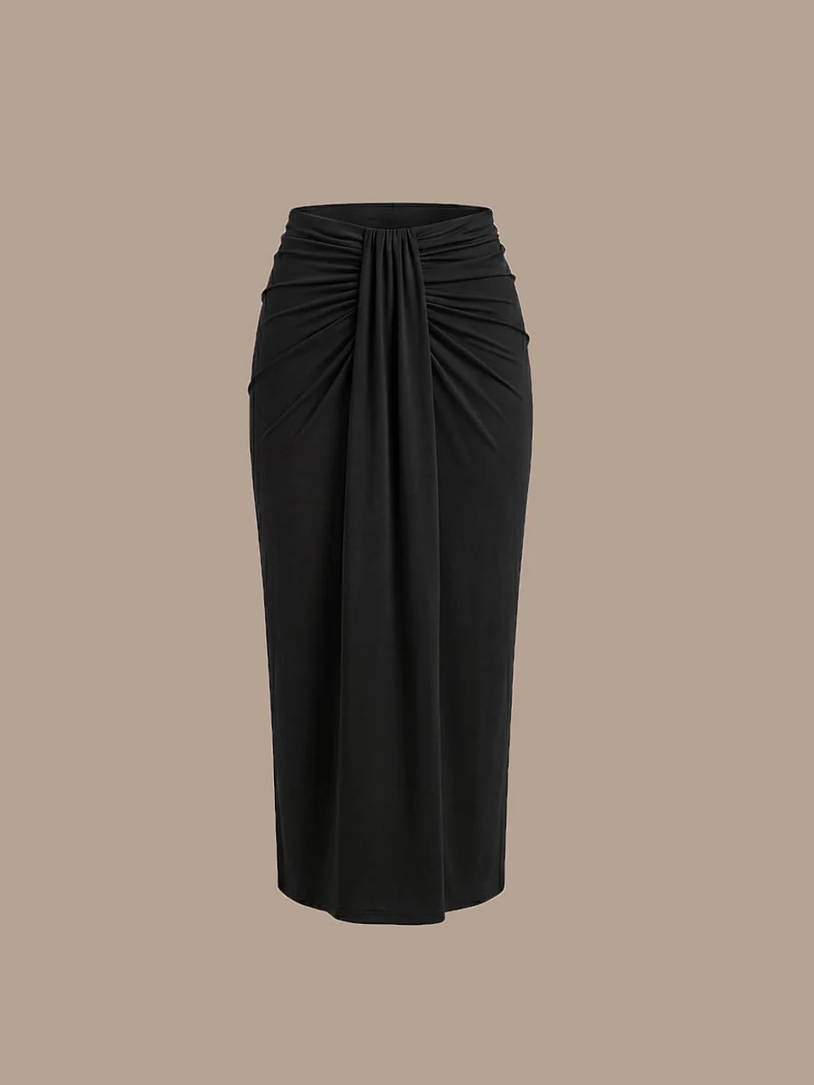 Knit Bodycon Midi Length Skirt - Image 6