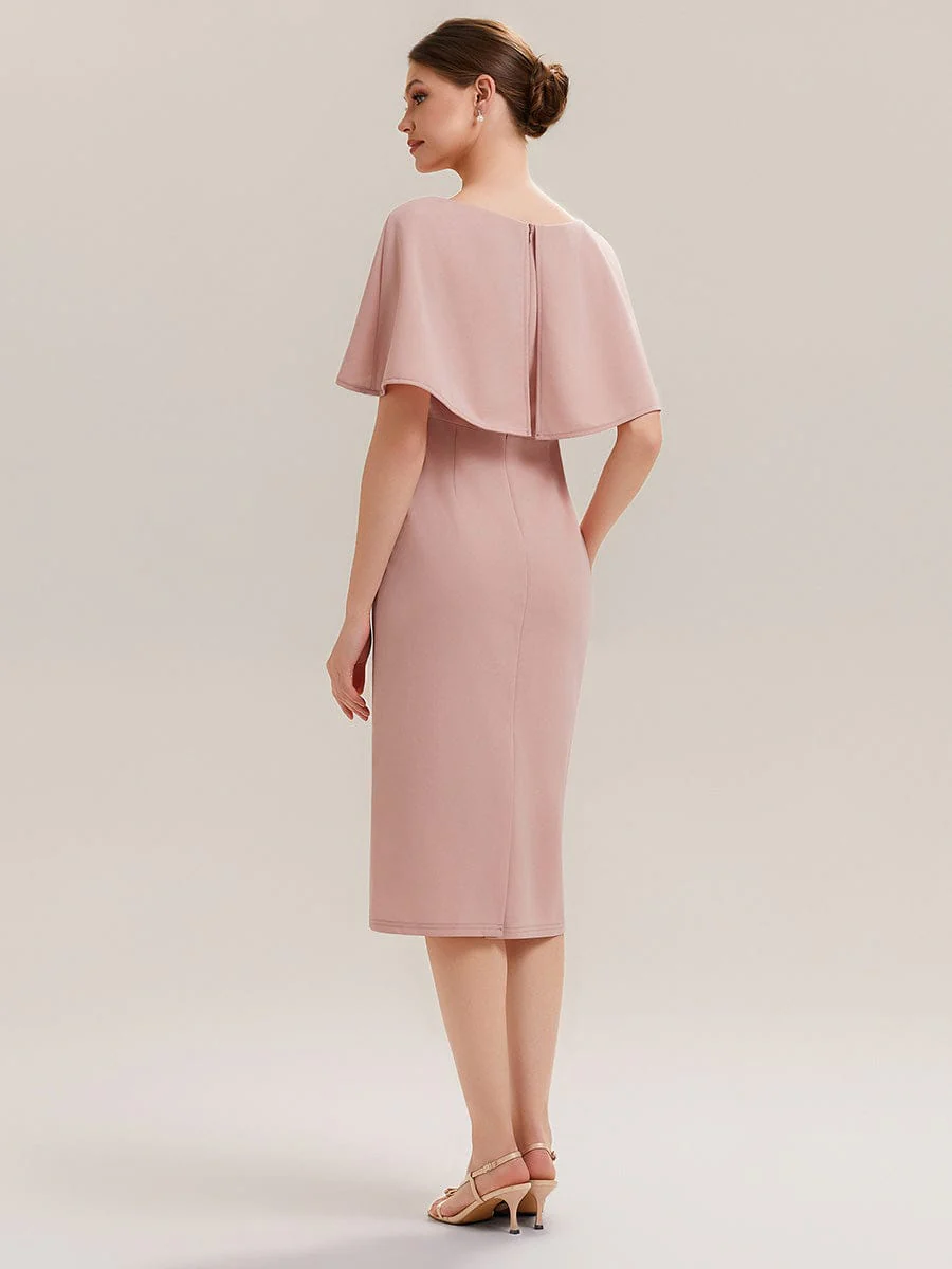 Knit Shawl Sleeve Sheath Dress - Image 4