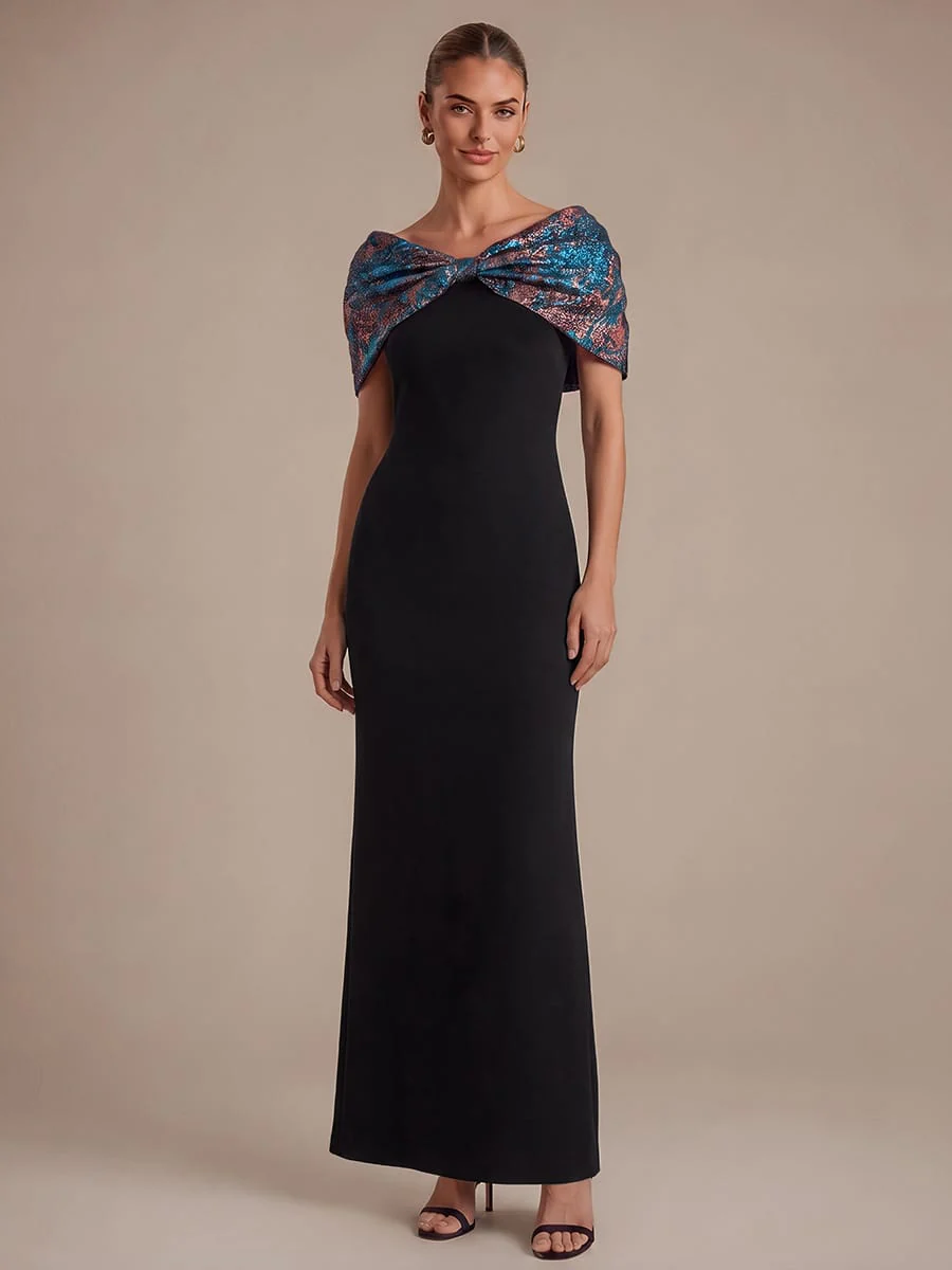 Knotted Jacquard Cape Sleeve Dress - Image 12