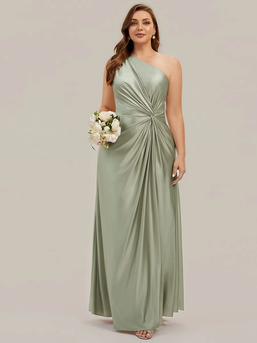 Knotted Satin One-Shoulder Wedding Guest Dress - Image 27