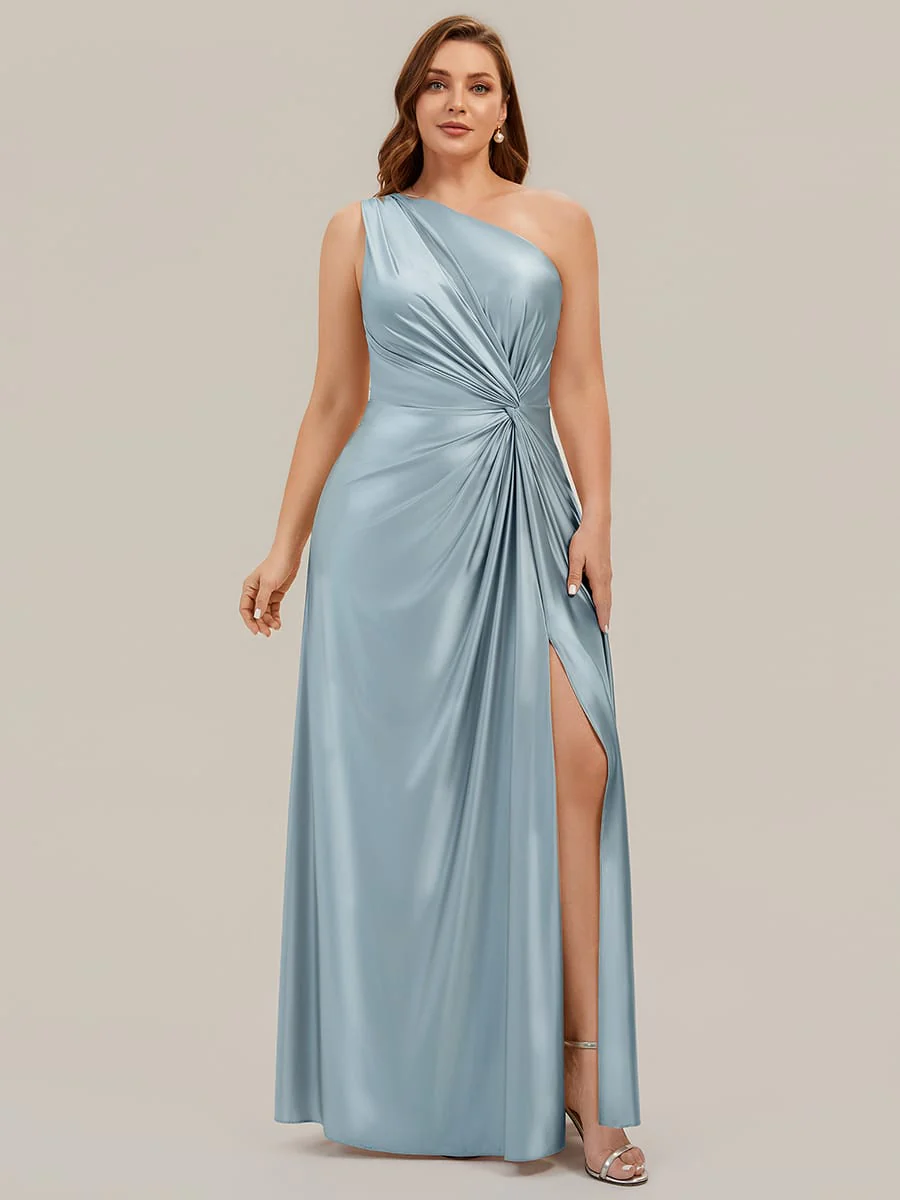 Knotted Satin One-Shoulder Wedding Guest Dress - Image 6