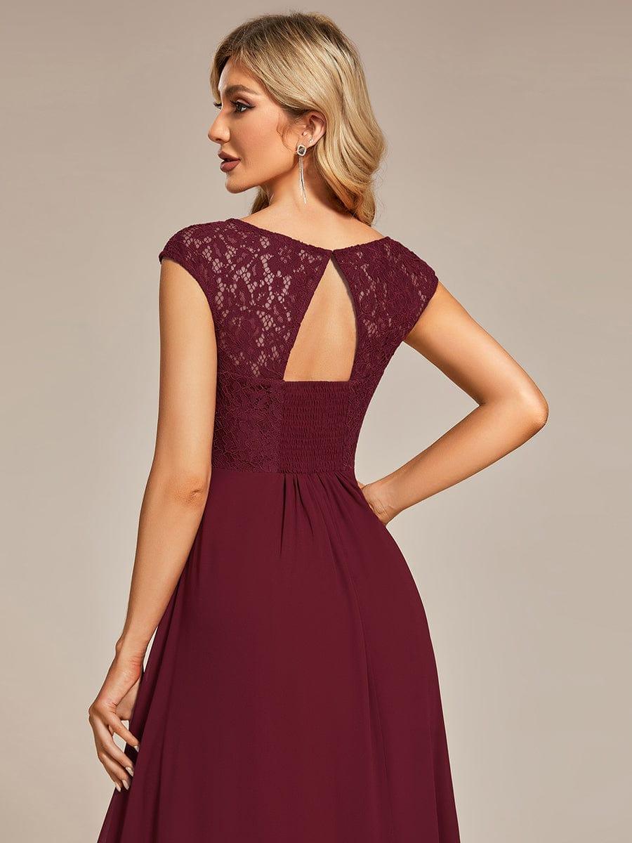 Lace Chiffon Long Bridesmaid Dress with Open Back - Image 3
