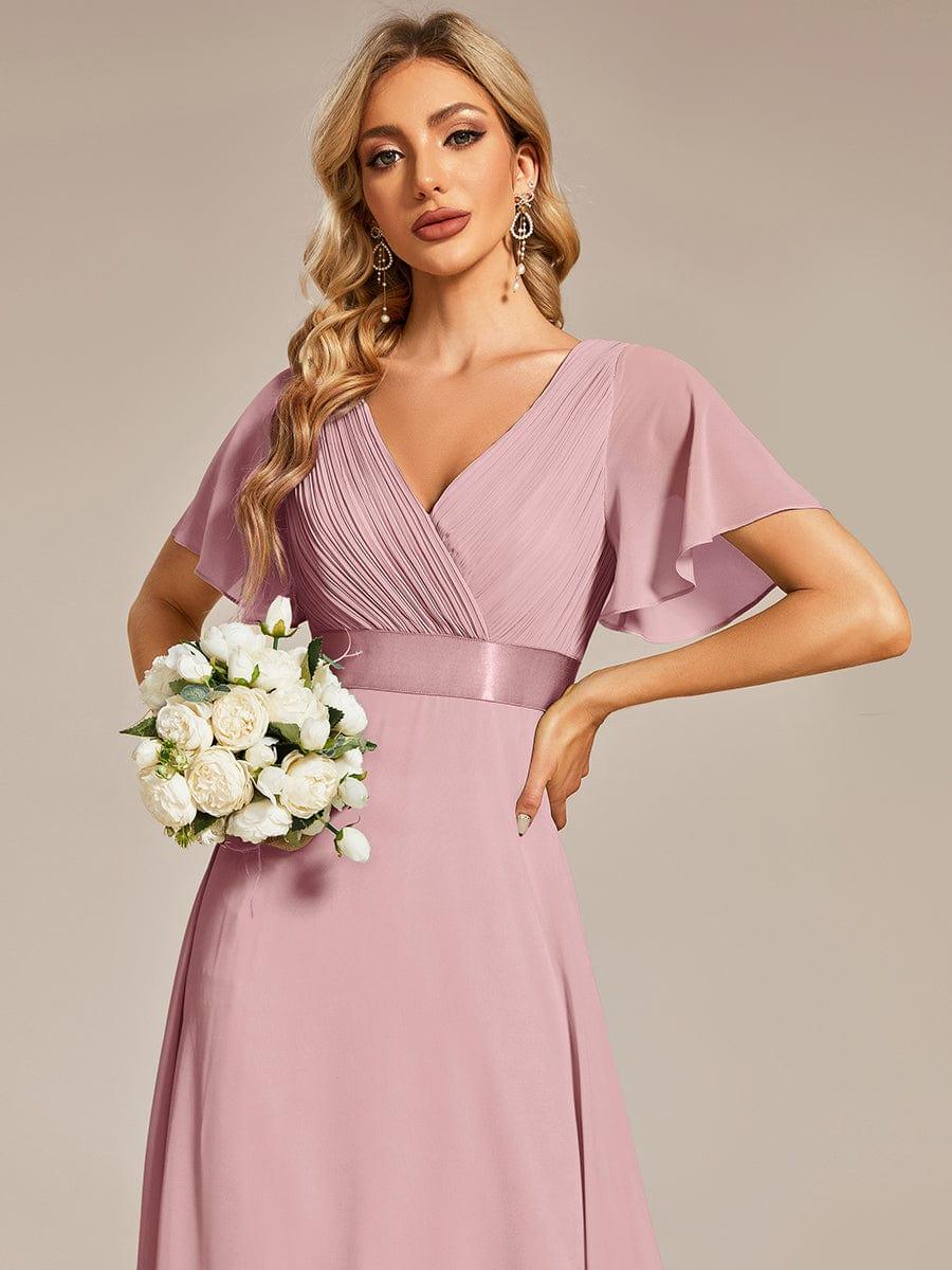 ever MONICA|High Waist Maxi Chiffon Bridesmaid Dress with Short Sleeves - Image 109