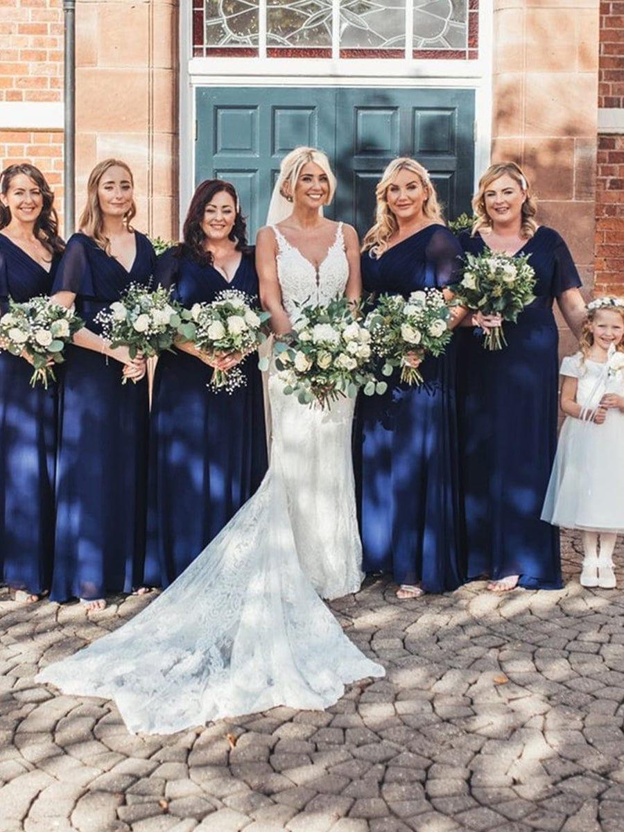 ever MONICA|High Waist Maxi Chiffon Bridesmaid Dress with Short Sleeves - Image 162