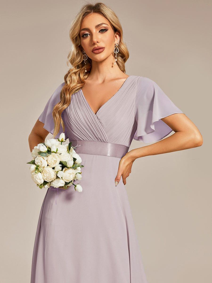 ever MONICA|High Waist Maxi Chiffon Bridesmaid Dress with Short Sleeves - Image 164