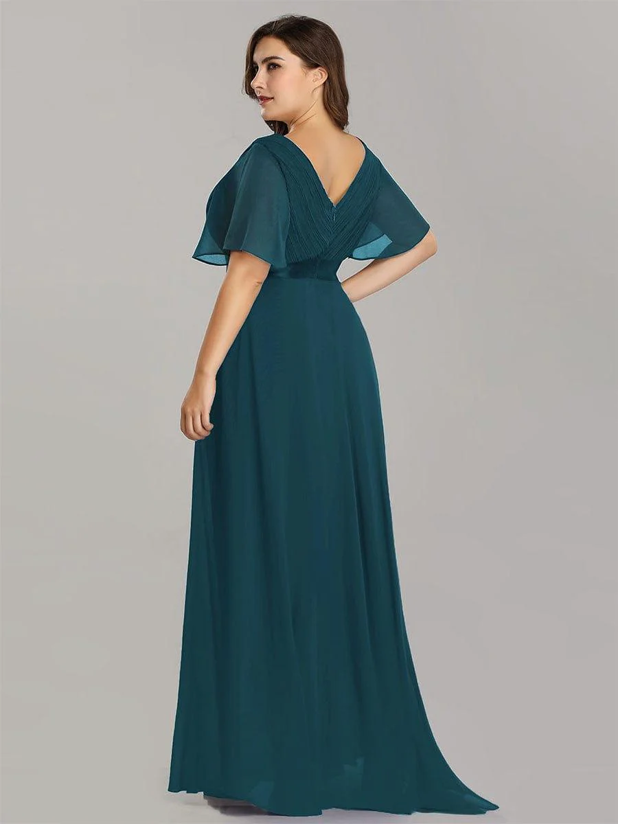 ever MONICA|High Waist Maxi Chiffon Bridesmaid Dress with Short Sleeves - Image 19