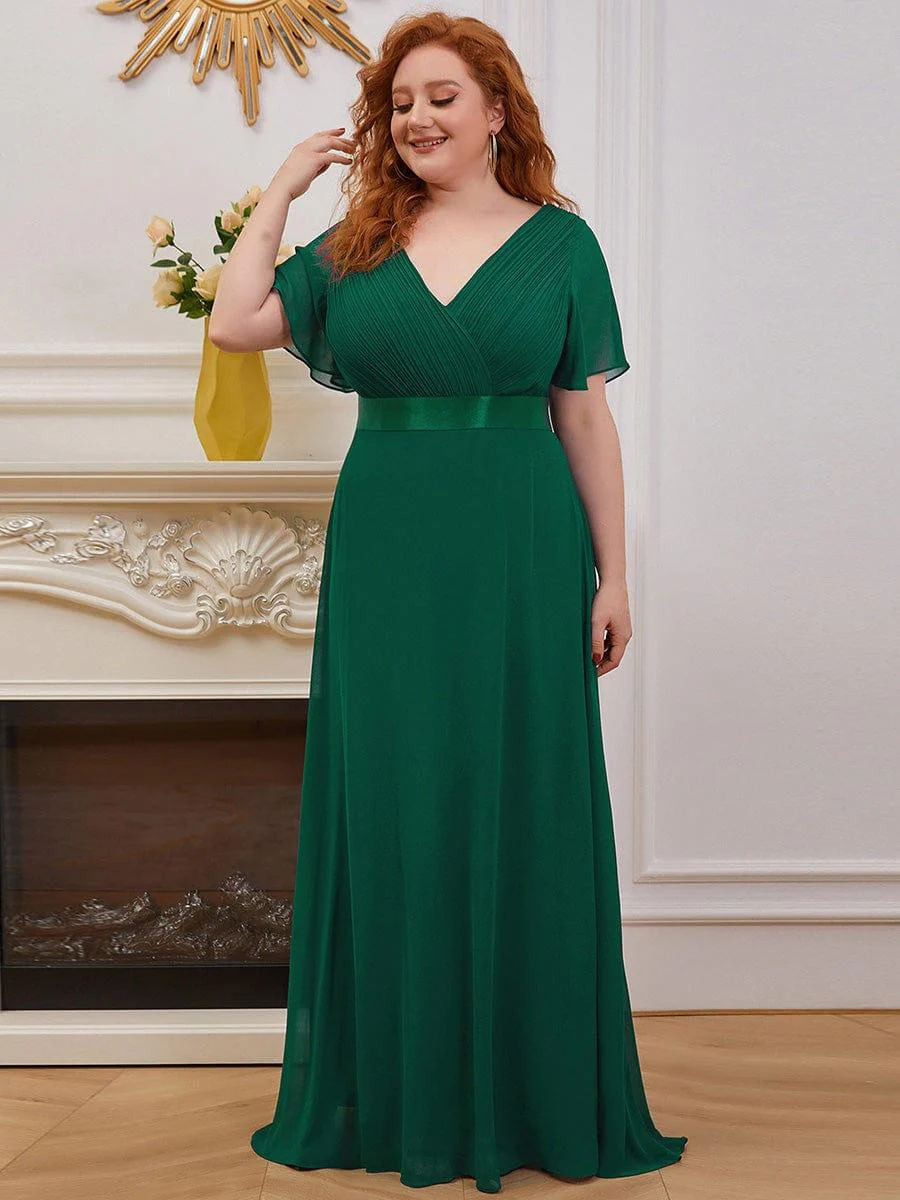 ever MONICA|High Waist Maxi Chiffon Bridesmaid Dress with Short Sleeves - Image 57