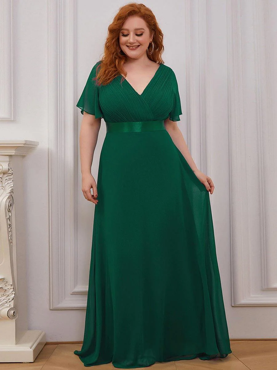 ever MONICA|High Waist Maxi Chiffon Bridesmaid Dress with Short Sleeves - Image 60