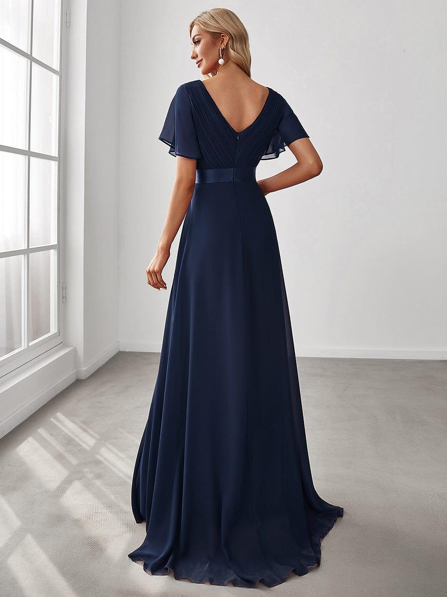 ever MONICA|High Waist Maxi Chiffon Bridesmaid Dress with Short Sleeves - Image 73