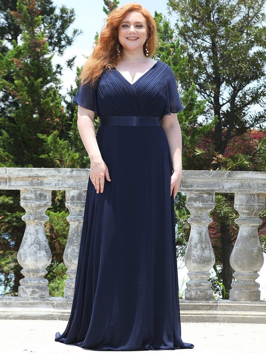 ever MONICA|High Waist Maxi Chiffon Bridesmaid Dress with Short Sleeves - Image 78